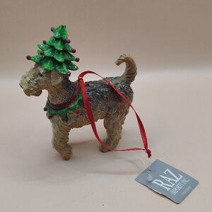RAZ Airedale Terrier Christmas Tree Ornament With Tree Hat